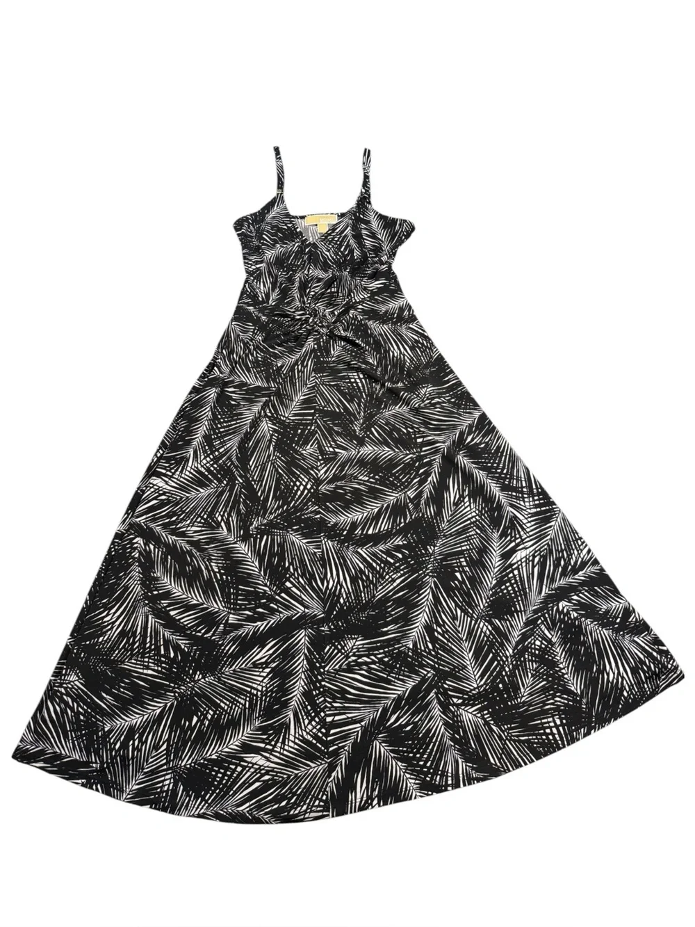 Michael Kors Small Black White Palm-Print Maxi Sundress Flowy Adjustable Beach